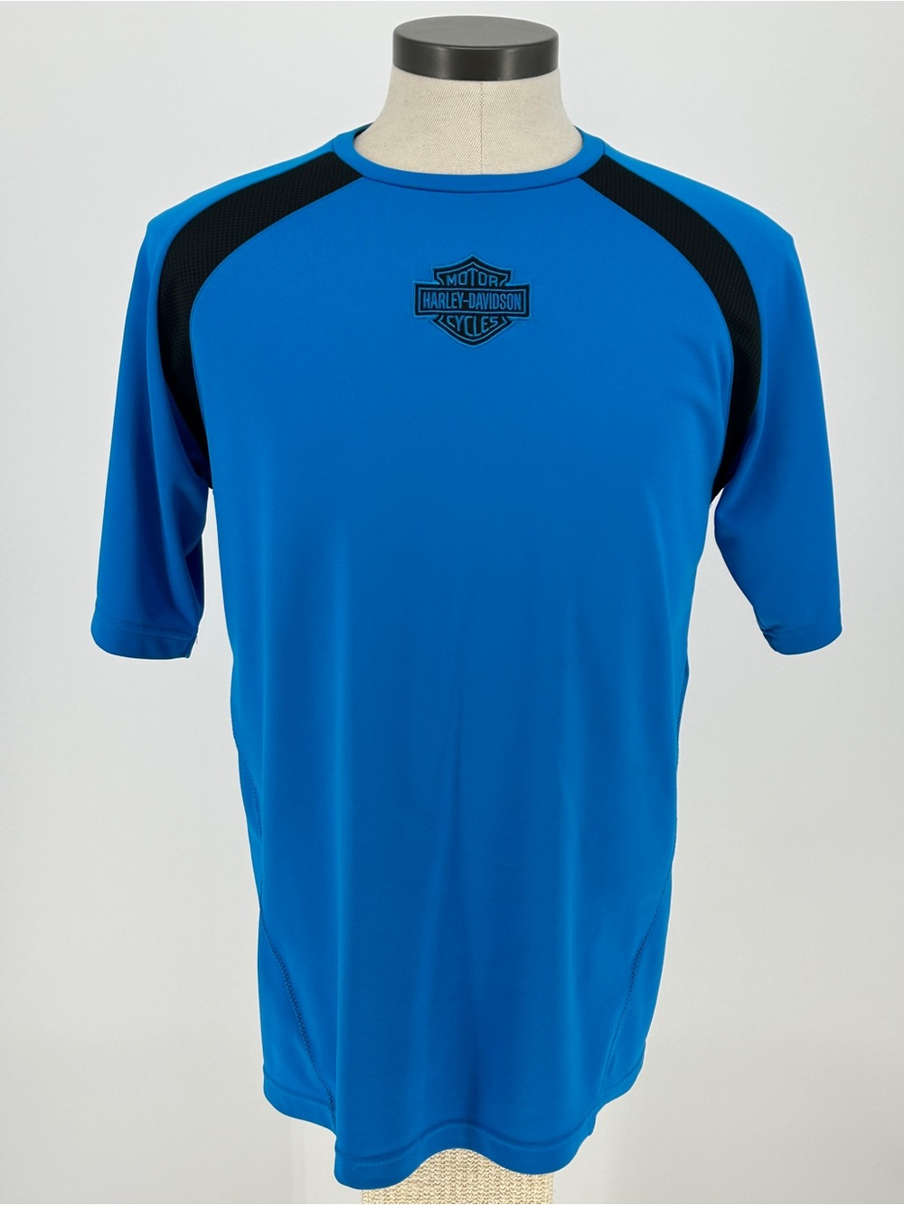Cowboy Harley-Davidson Of Austin Men’s Blue Short Sleeve Polyester Shirt_Size L